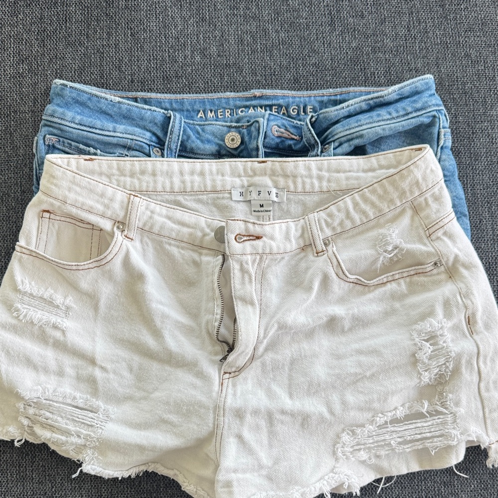 American Eagle Blue and Cream Jean Shorts